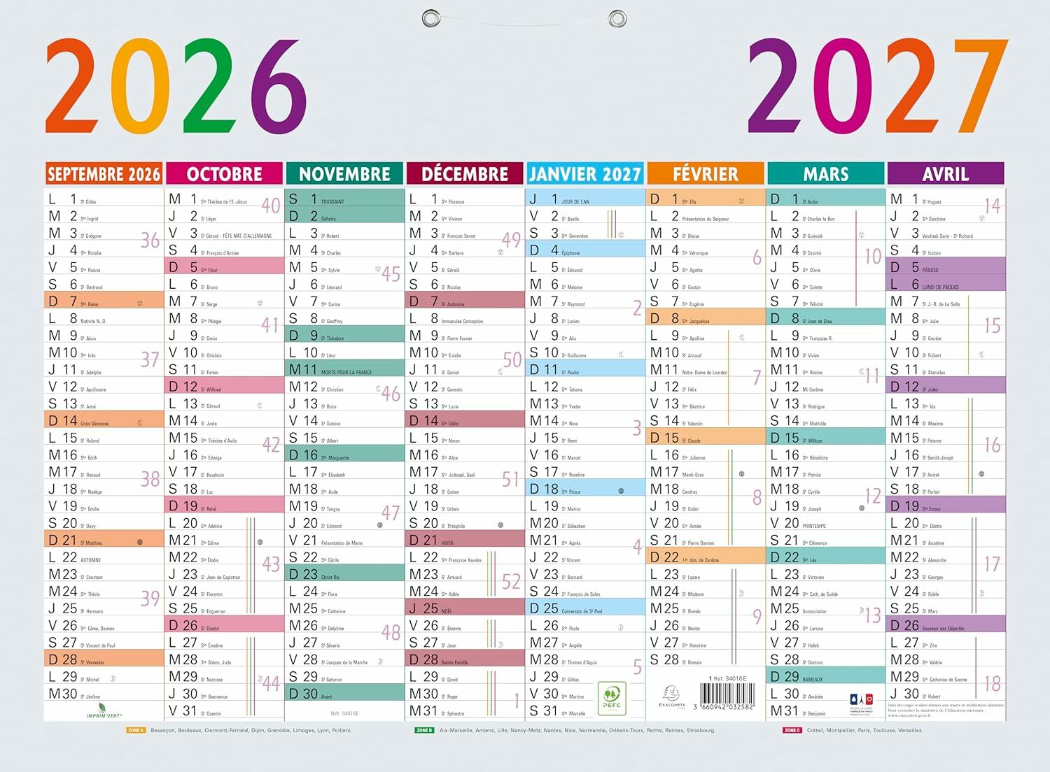 Calendrier Général  FFTT & UFOLEP  2026 / 2027